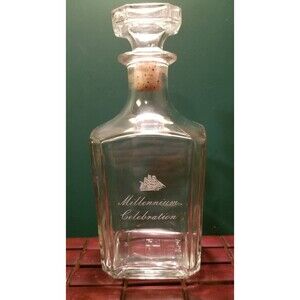 Nautical Sailing Ship "Millennium Celebration" Etched Crystal Glass Decanter